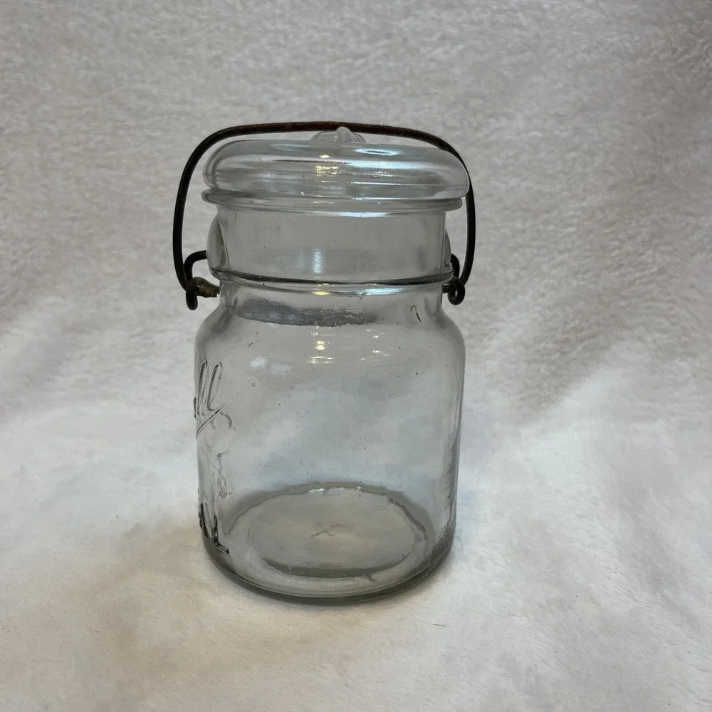 Ball Ideal Clear Glass‎ Pint Mason Jar with Lid and Wire Bail #4